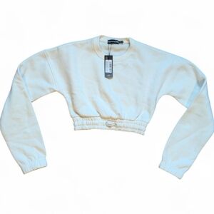 PrettyLittleThing Cream Cropped Sweatshirt New Womens Size 0